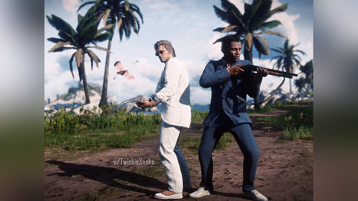 The characters from the TV series Miami Vice have been recreated in Red Dead Redemption 2
