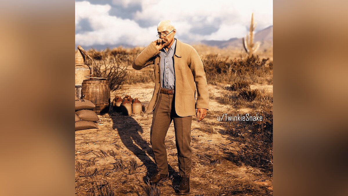 Walter White from the TV show Breaking Bad has been recreated in Red Dead Redemption 2