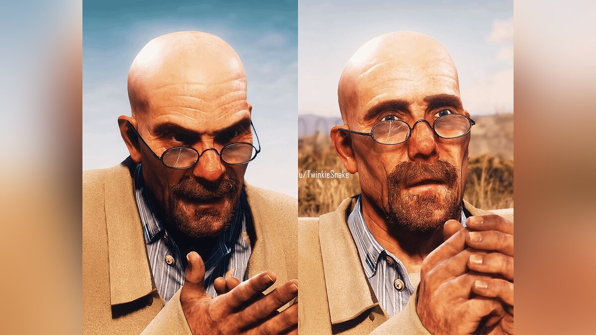 Walter White from the TV show Breaking Bad has been recreated in Red Dead Redemption 2