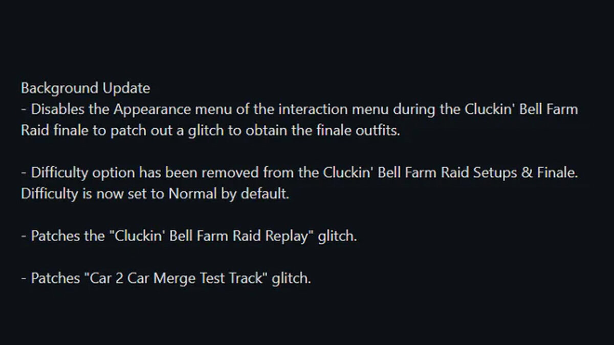 Rockstar will release a patch to fix bugs in The Cluckin' Bell Farm Raid update