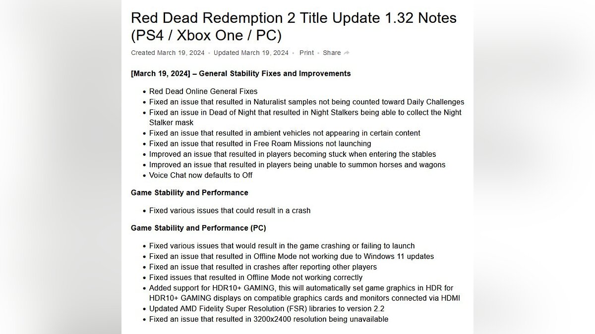 A new update has been released for Red Dead Redemption 2