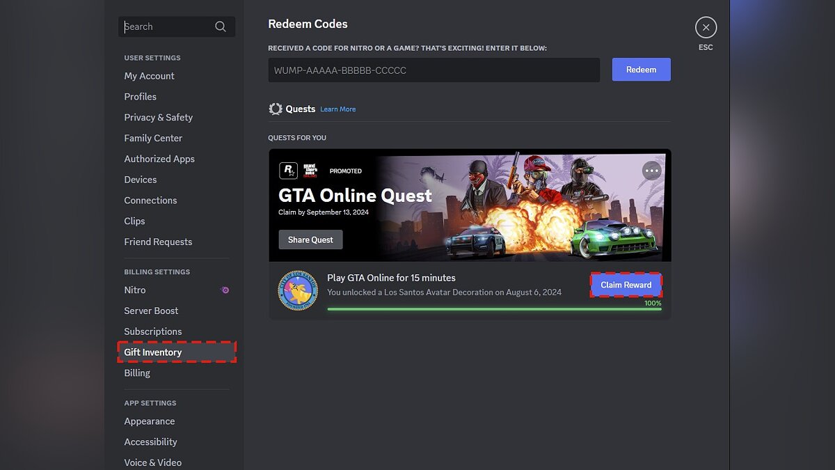 Discord gifts GTA Online players Los Santos avatars