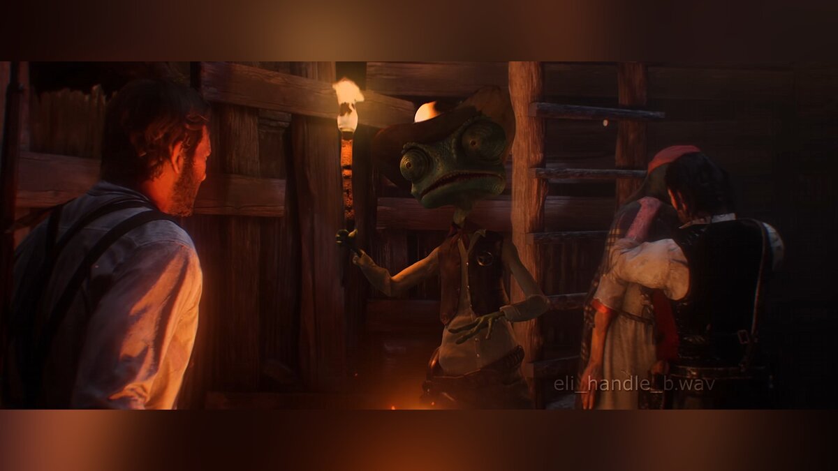 Rango from the animated film brought into the world of Red Dead Redemption 2