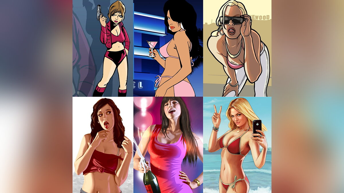 Brunette in a bikini from Vice City or blonde from the cover of San Andreas? Comparing the heroes and heroines of the GTA series